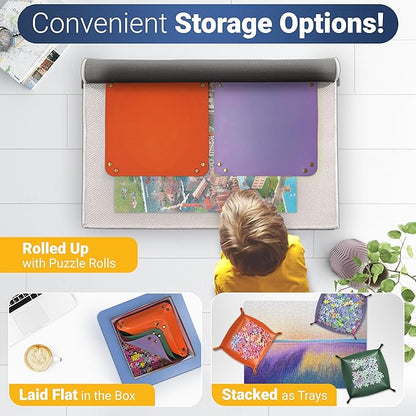 Puzzle Sorting Trays - 3X Large Puzzle Organizer for Sorting 1000 Pieces up to 3000 Pieces, Stackable Jigsaw Accessories for Adults in Orange, Green and Purple