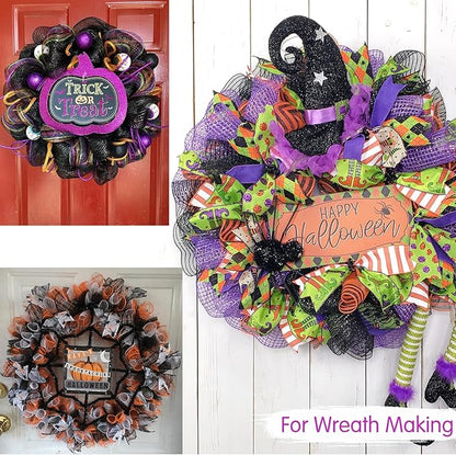 TONIFUL 2 Rolls 10 Inch Purple Decorative Mesh Ribbbon Rolls, Fabric Mesh for Mesh Wreath Supplies, Front Door Wreath Crafts Tree Decor Christmas NewYears Halloween Decoration (10 yds/roll)