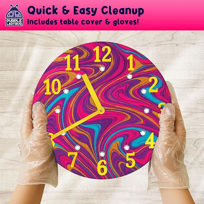 Acrylic Pouring Paint DIY Clock Kit - Creative Kids Painting Kit - 6 7 8 9 10 11 12 Year Old Girl Gift Ideas, Birthday & Christmas Gifts for 6-12 Year Old Boys & Girls - Crafts for Kids 6-8 8-12
