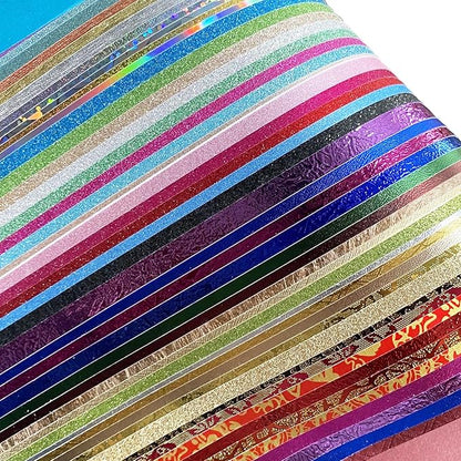 A4 Glitter Embossed Metallic Foil Paper Pack - 50 Sheets Assorted Colors & Designs Sparkly Holographic Premium Construction Paper for Gift Box Wrapping Birthday Party Scrapbook Paper