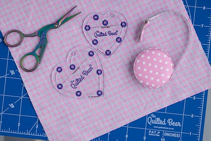 The Quilted Bear Heart Quilting Templates – 8 Clear Non-Slip Acrylic Quilt Templates for Precise Fabric Cutting & Stress-Free Machine Quilting - Ideal for Quilt & Sewing Supplies (¾–3")