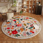 Rugcomf Round Rug 4ft Washable Circle Rug Non Slip Low Pile Boho Floral Small Circular Rug for Bedroom, Bathroom, Entryway, Kids Room, Office, College Dorm(Beige)