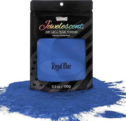 U.S. Art Supply Jewelescent Mica Pearl Pigment Powder, Royal Blue 3.5 oz (100g) Pouch - Cosmetic Grade, Epoxy Resin Color Pigment, Mica Powder for Resin, Soap, Slime, Candle Dye, Art, Crafts