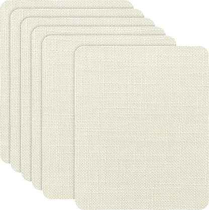Azobur Coarse Linen Repair Patches, 6 Piece Self-Adhesive Linen Fabric Patches, Multi Color, Can be Used for Linen Sofa Repair and Linen Clothes Repair, Quick Fix Sofa.(Off-White)