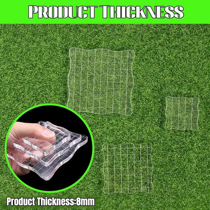 3Pcs Wave-Like Acrylic Blocks Set - Clear Stamp Blocks with Grid Lines for Scrapbooking Crafts