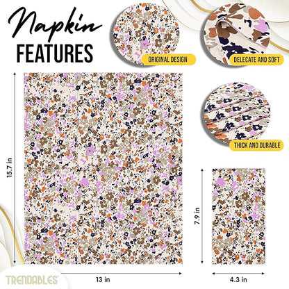 Trendables Floral Napkins for decoupage 200 Pcs 3 Ply floral paper napkins decorative Guest Towels Disposable Bathroom, Flower Design For Tea Party Decorations, Dinners & Weddings