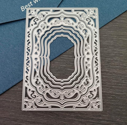 Lace Rectangle Frame Metal Die Cuts,Flower Border Square Frames Layering Label Card Cutting Dies Stencils for Card Making Stencil Embossing Tool Scrapbooking DIY Craft