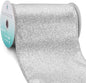 CT CRAFT LLC Glitter Wired Ribbon 6" x 10 Yards Silver for Christmas Home Decor Bow Gift Wrapping DIY Crafts Wreath