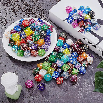 DND Dice Set - 20X7(140pcs) Polyhedral Dice for Dungeons and Dragons D&D RPG MTG Table Games with 1 Large Flannel Bag