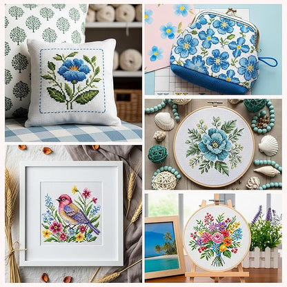 12 PCS Aida Cloth 14 Count White Cross Stitch Fabric for DIY Craft Embroidery, Handmade Needlework, Home Decoration (7.8 x 7.8 Inch)