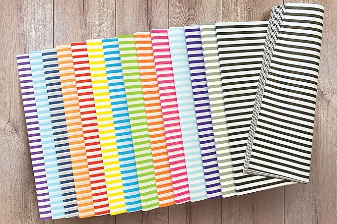 Flexicore Packaging Hot Pink Pin Stripe Print Gift Wrap Tissue Paper Size: 15 Inch X 20 Inch | Count: 50 Sheets | Color: Hot Pink Pin Stripe