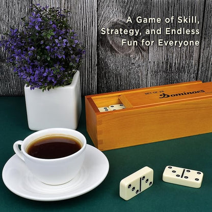 Queensell Jumbo Dominoes Set for Adults and Kids – Domino Set for Classic Board Games – Jumbo Dominoes Double 6 for Travel Games – Dominos Set for Adults 28 Tiles