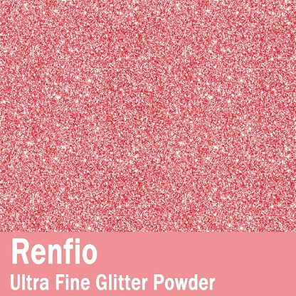 Renfio Ultra Fine Glitter Powder Metallic Resin Glitter 2.11 Oz (60g) PET Flakes Crafts Sequins 1/128" 0.008" 0.2mm Epoxy Chips Flakes for Tumblers Slime Roses Decoration - Carmine