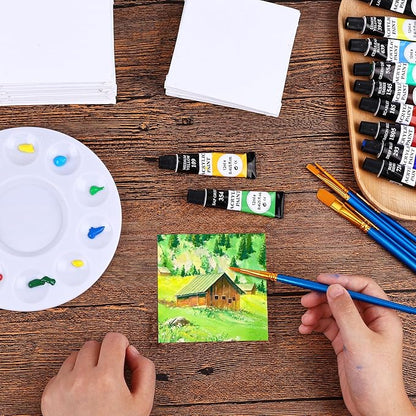 ESRICH 3x3IN Small Canvases for Painting, 32 Pack Mini Canvas Boards Cotton Painting Canvas Primed Acid Free Mini Blank Canvas Panels for Oil Paint,Watercolor,Acrylic Paint,Gouache&Tempera.