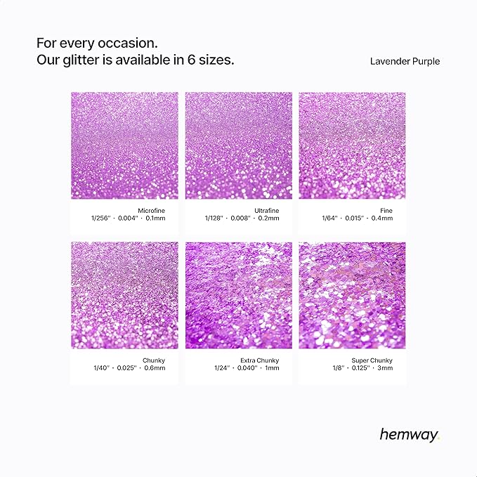 Hemway Polyurethane & Epoxy Resin Glitter 100g / 3.5oz Metallic Crystal Flake Additive for Flooring Jewelry Tumblers Glass Pigment - Fine (1/64" 0.015" 0.4mm) - Lavender Purple