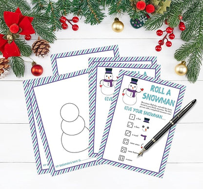 Roll A Snowman Game, Christmas Dice Games for Families & Large Groups-25 Players, Christmas Party Games for Adults, Winter Holiday Decorations White Elephant Gifts Ideas