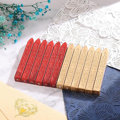 Yoption 12 Pcs Sealing Wax Sticks with Wicks for Wax Seal Stamp, Wedding Invitations, Gift Wrapping, Christmas (Metallic Red and Light Gold)