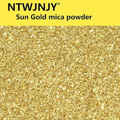 Sun Gold Mica Powder, Natural Shimmer Mica Powder for Epoxy Resin/Candle/Soap/Lip Gloss/Slime/Bath Bombs/Quicksand.Car Paint pigments.Candle Dye,Soap Making Dye,Resin dye.(50g/1.7oz)