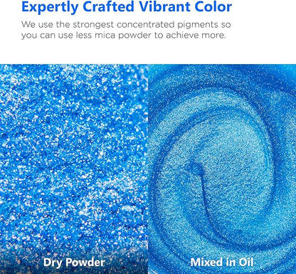 Rolio Premium Mica Powder - Bleu Du France (50G / 1.76oz) - 1 Jar of Blue Pigment Powder for Epoxy Resin, Dye, Soap Making, Nail Polish, Paint, Candle Making, Bath Bombs, Slime