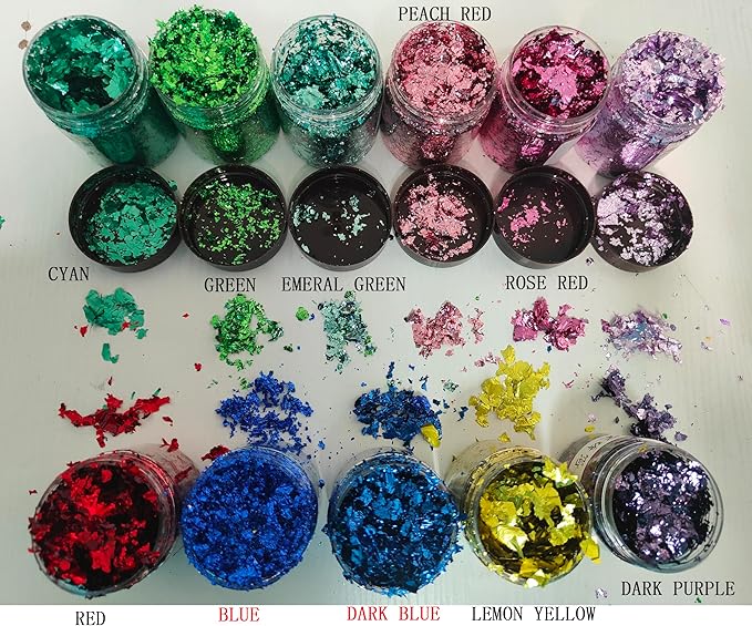 Gilding Flakes,Gold Foil Flakes for Resin,Blue Red Purple Pink Metallic Foil Flakes for Resin Jewelry Making,Nails,Painting Art,Crafts and Slime (Lemon Yellow)