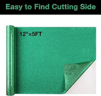 TORC Green Glitter HTV Heat Transfer Vinyl Roll 12 inch x 10 ft Iron on Vinyl for T Shirts Crafts Christmas St. Patrick's Day Decor