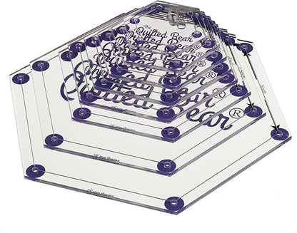 The Quilted Bear Hexagon Quilting Templates – 8 Clear Non-Slip Acrylic Quilt Templates for Precise Fabric Cutting & Stress-Free Machine Quilting - Ideal for Quilt & Sewing Supplies (¾–3")