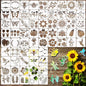 65Pcs Small Stencils for Painting on Wood Reusable, 3 Inch Reusable Stencil for Craft Ornament Paint Template Stencils for Wall Card Rock Wood Signs Coasters Canvas Home Decor (Flower)