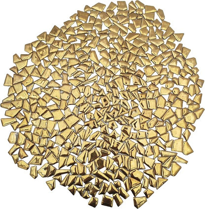 1.1LB Irregular Ceramics Mosaic Tiles, Mosaic Pieces Stones for DIY Mosaic Making Craft Hobby Arts Home Wall Decoration (Gold)