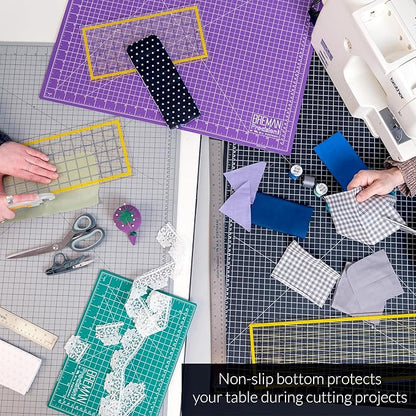 Breman Precision 9x12 Inch Self Healing Cutting Mat - 2-Sided 5-Ply PVC Green/Black Cutting Mats for Crafts, Sewing, Quilting and DIY Projects - Durable and Non-Slip Design with Precise Grid Lines