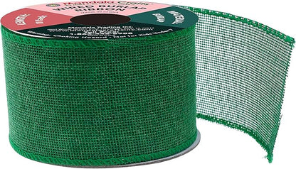 Mandala Crafts Green Burlap Wired Ribbon 2.5 Inches Wide Jute Ribbons for Crafts - 10 Yds Roll Rustic Burlap Wrap Trim Ribbons for Wreaths Bows Party Decoration