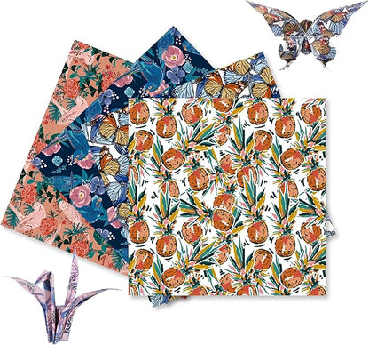 Origami Paper Kit 50 Sheets 6 Inch Square Double Sided Color 10 Vivid Colors for Hand Crafts Origami Paper Arts Creativity.Flowers and Birds