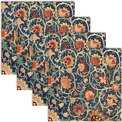 Quera 50 Pack William Morris Cocktail Napkins Vintage Floral Blue Paper Napkins Disposable Dessert Dinner Baby Shower Party Supplies Napkins Decorative -5 X 5 Inches