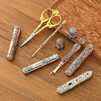Vintage Sewing Thimble, Finger Protector Finger Shield Fingertip Thimble Sewing Quilting Craft Accessories DIY Sewing Tools (Red Copper)