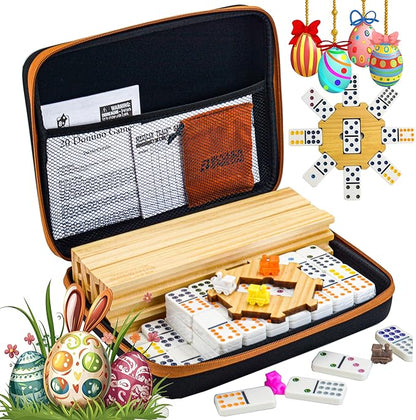 Bucher&Rossini Dominoes Set Double 12 with 4 Racks for Adults Kids, Mexican Train Dominoes Set Double 12, Mexican Train Dominoes (Double 12)