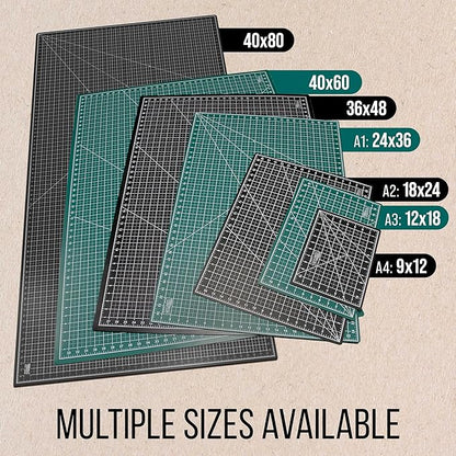 U.S. Art Supply 18" x 24" Self-Healing Cutting Mat 5-Ply (2 Pack) - Double-Sided Green/Black Craft Mat, Non-Slip Cutting Mats for Crafts, Sewing, Quilting, Scrapbooking