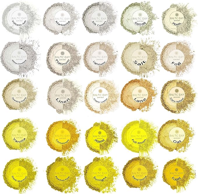 BALTIC DAY - Mica Powder, 100 Colors - Mica Powder for Epoxy Resin - Epoxy Resin Color Pigment Powder - Pigments for Soap Making, Candle, Slime, Lip Gloss, Nails, Paint, Acrylics