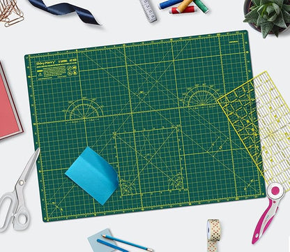 Self Healing Cutting Mat A2 18"x24" – Double Sided 5-Ply Craft Mat for Sewing, Quilting, Fabric, Scrapbooking – Green/Green