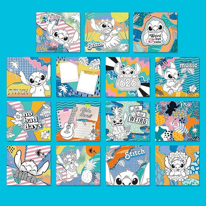 Fashion Angels Disney Stitch Color & Collage Design Set, Includes 15 Colorable Posters & 7 Sticker Sheets, Ideal Crafts Activity for Kids Ages 8 and Up