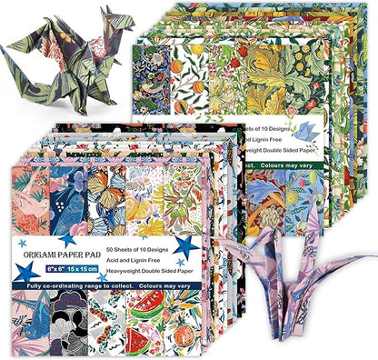 Origami Paper Kit 100 Sheets 6 Inch Square Double Sided Color 20 Vivid Colors for Hand Crafts Origami Paper Arts Creativity.Summer
