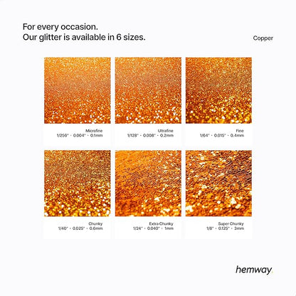 Hemway Glitter for Resin 100g Copper Metallic Crystals for Epoxy Craft Super Chunky Flakes Tumblers Wax Melt