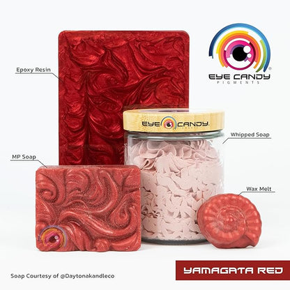Eye Candy Pigments Premium True Red Mica Powder - Yamagata Red (50gr) - for Epoxy, Resin, Soap, Paint, Woodworking, Acrylic Pouring, Bath Bombs, Fishing Lures - DIY Arts and Crafts Additive