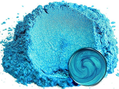 Eye Candy Pigments Premium Blue Mica Powder - Okinawa Blue (50gr) - for Epoxy, Resin, Soap, Paint, Woodworking, Acrylic Pouring, Bath Bombs, Fishing Lures - DIY Arts and Crafts Additive