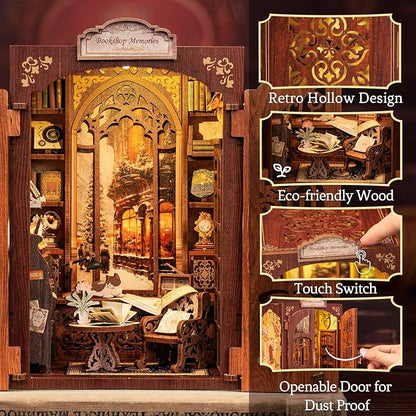 CUTEBEE Book Nook Kit - DIY Miniature House Kit for Adults and Teens, Dollhouse Booknook Tiny House Model Build Bookshelf Decor, Gifts for Family, Friends