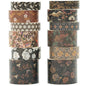 12 Rolls Kyoto Charm Washi Tape Set Japanese Arts Adhesive Tapes Geometric Garden Decorative Masking Tape Sets for Craft, Kids, Scrapbook, DIY, Gift Wrapping (Black Elegance)