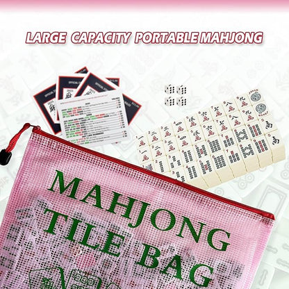 2Pack Mahjong Tile Bag, Case for American Mah Jong Set, Mahjong Gifts Accessories, Portable Card Holder Bouch, Red (Case Only)
