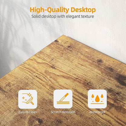TIQLAB L Shaped Computer Desk with Power Outlets, 55 Inch Small Corner Desk with Reversible Shelves, Gaming Desk Computer Table Study Writing Desk for Home Office Small Space, Rustic Brown
