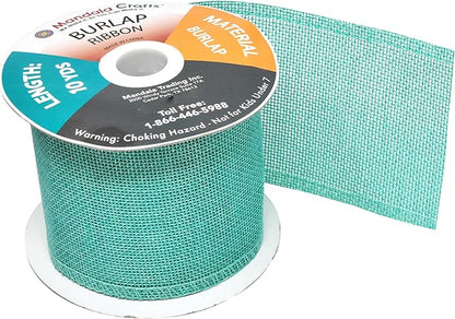 Mandala Crafts Turquoise Burlap Ribbon 3 Inches Wide Jute Ribbons for Crafts - 20 Yds Roll Rustic Burlap Wrap Trim Ribbons for Wreaths Bows Wedding Party Decoration