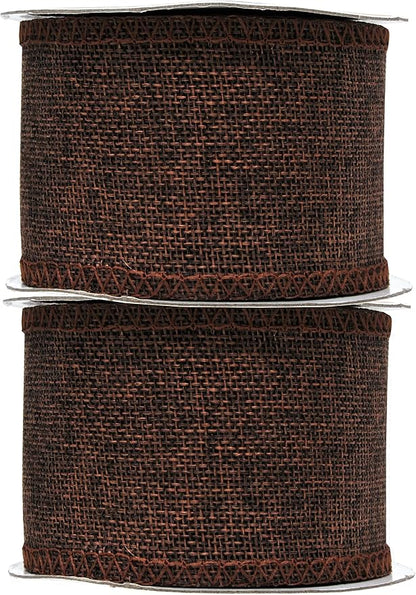 Mandala Crafts Brown Burlap Ribbon 2.5 Inches Wide Jute Ribbons for Crafts - 20 Yds Roll Rustic Burlap Wrap Trim Ribbons for Wreaths Bows Wedding Party Decoration
