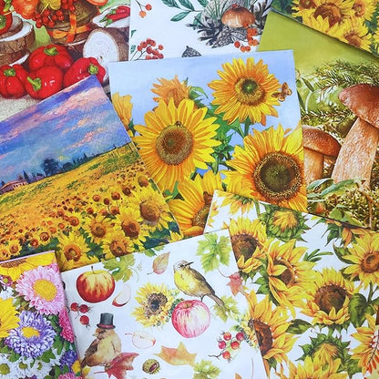 Mystery Pack Decoupage Paper Napkins, 20-ct Assorted Surprise Napkins, Decorative Napkins for Art Craft Junk Journal, Scrapbooking, 20 Different Fall Designs