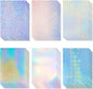 60 Sheets Holographic Laminate Sheets Clear Glitter A4 Size Vinyl Sticker Paper Holographic Overlay Self Adhesive Waterproof Film, 11.7 x 8.3 Inch (Gem, Rainbow, Spot, Star, Sand Star, Wind Mill)
